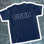 Camiseta Nombre de la química de elementos de tabla periódi<br><div class="desc">Química genius términos periódicos de tabla ciencia camiseta lee GE NI U S,  o usted puede personalizar con su propia palabra o nombre de cuatro elementos. Un regalo ideal para jóvenes científicos inteligentes y niños talentosos. Arte gráfico único de www.mylittleeden.com</div>