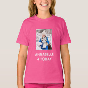 Camiseta Nombre De Las Hijas Y Fotos Nacimiento Rosa Brilla
