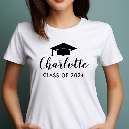Camiseta Nombre de letra negra moderna Gorro de graduación