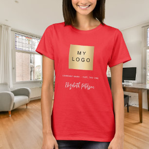 Camiseta nombre de logotipo de empresa rojo firma