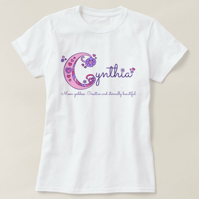 Camiseta Nombre de los chicas de Cynthia y significar la (Diseño del anverso)