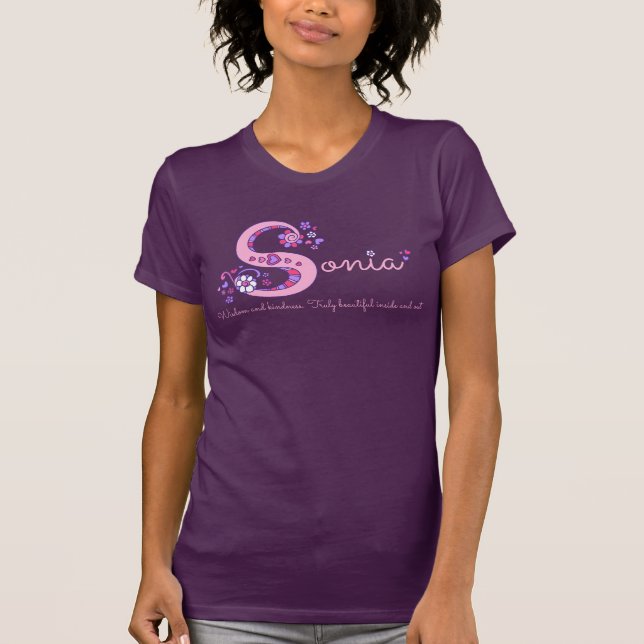 Camiseta Nombre de los chicas de Sonia y significar la (Anverso)