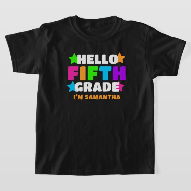 Camiseta Nombre de los niños de quinto grado de Hola person (Distribución)