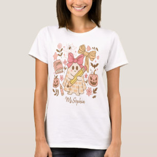 Camiseta Nombre de maestro personalizado Fantasma de Hallow