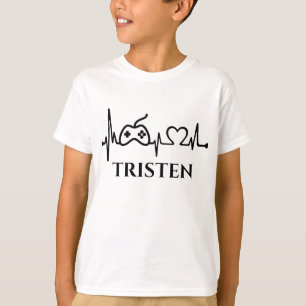 Camiseta Nombre de monograma de juego de corazones