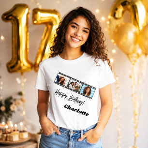 Camiseta Nombre de mujer cumpleaños película de collage de 