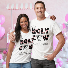 Camiseta Nombre de nacimiento de niño de vaca sagrada y pad