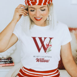 Camiseta Nombre de Navidades de monograma personalizado e i