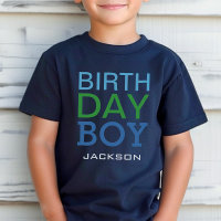 Nombre de niño de cumpleaños azul y verde en negri