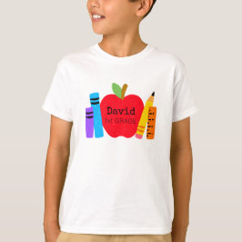 Camiseta NOMBRE DE NIÑOS GRADO Escuela Apple Books Pencils 