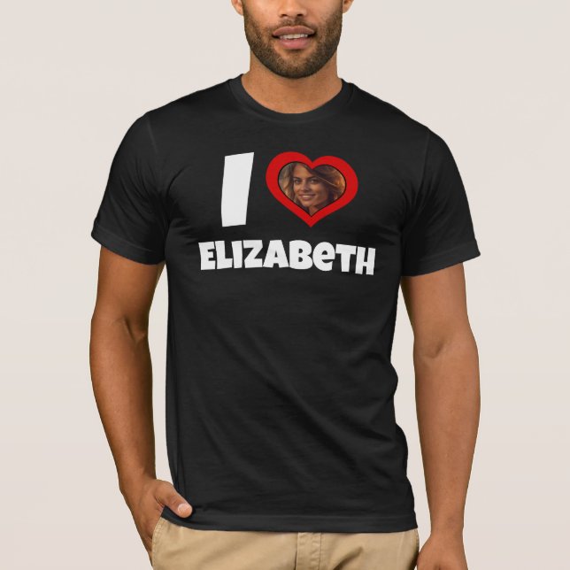 Camiseta Nombre de novia y foto del corazón personalizado (Anverso)