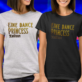 Camiseta Nombre de oro de princesa de baile de línea