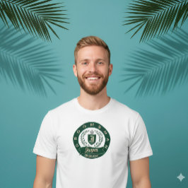 Camiseta Nombre de Padrino Personalizado Cresta Verde y Mar