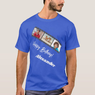 Camiseta Nombre de película de collage de fotos cumpleaños 