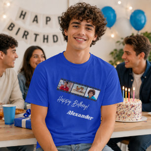 Camiseta Nombre de película de collage de fotos cumpleaños 