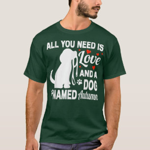 Camiseta Nombre de perro personalizado Autumn Cute Dog Love