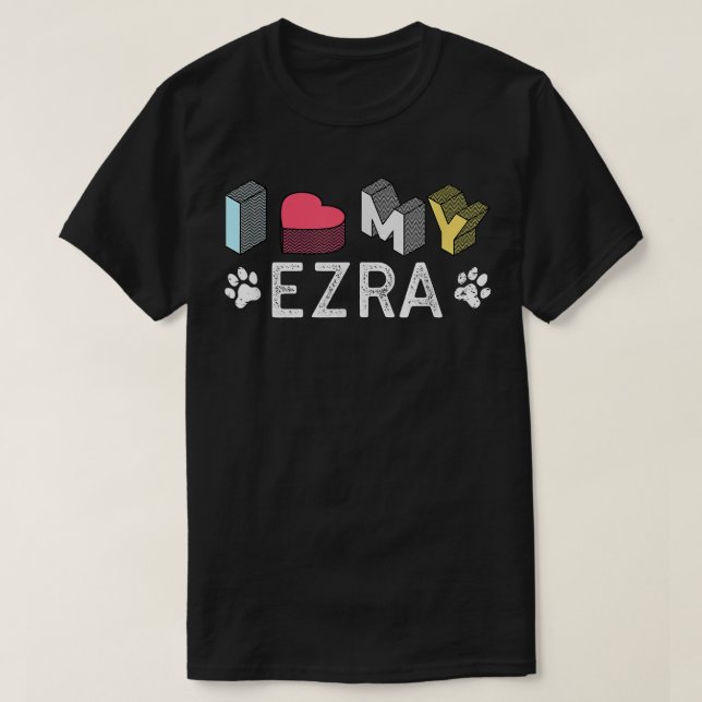 Camiseta Nombre de Perro Personalizado Ezra Amante de las M (Diseño del anverso)