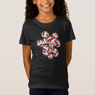 Camiseta nombre de personalizados de voleibol gris rojo