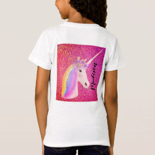 Camiseta Nombre de Purpurina rosa de la fantasía arcoiris 