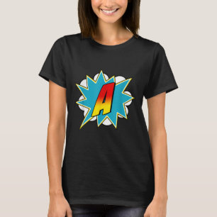 Camiseta Nombre de superhéroe de la letra A Disfraz retro d