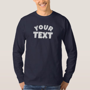 Camiseta Nombre de texto del cliente Mens Larga Naval Azul