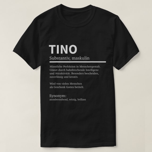 Camiseta Nombre De Tino De Definición De Mens Que Dice Tino (Diseño del anverso)