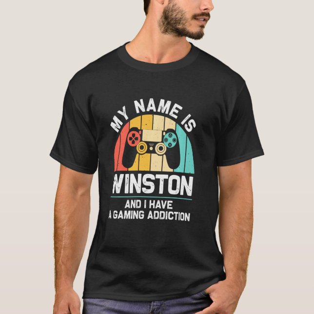 Camiseta Nombre de Winston Personalizado Funny Gaming Geek  (Anverso)