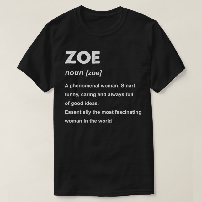 Camiseta Nombre de Zoe (Diseño del anverso)