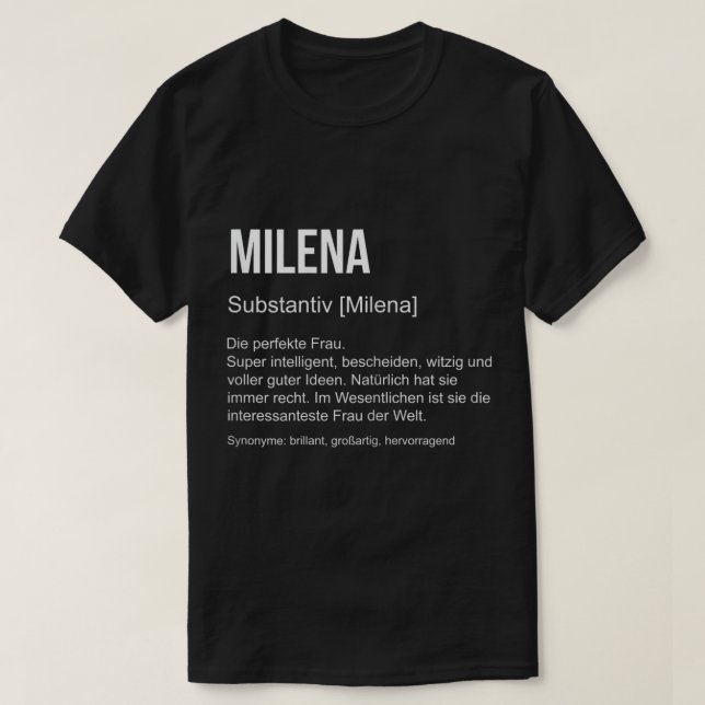 Camiseta Nombre Definición Nombre Difícil Nombre Gift Milen (Diseño del anverso)