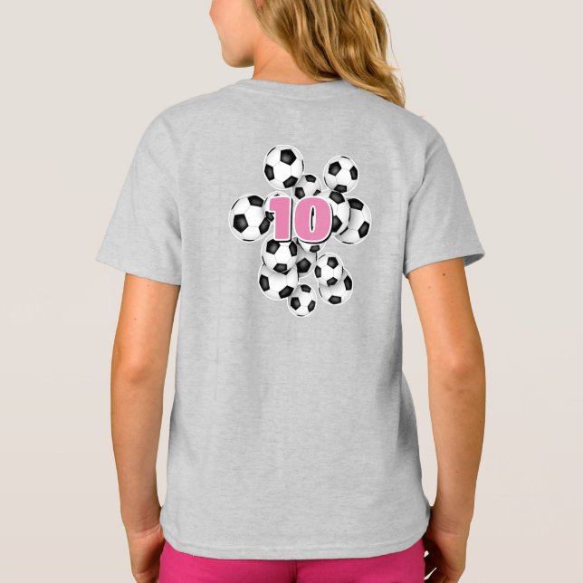 Camiseta nombre del atleta del grupo de balones de fútbol (Reverso)