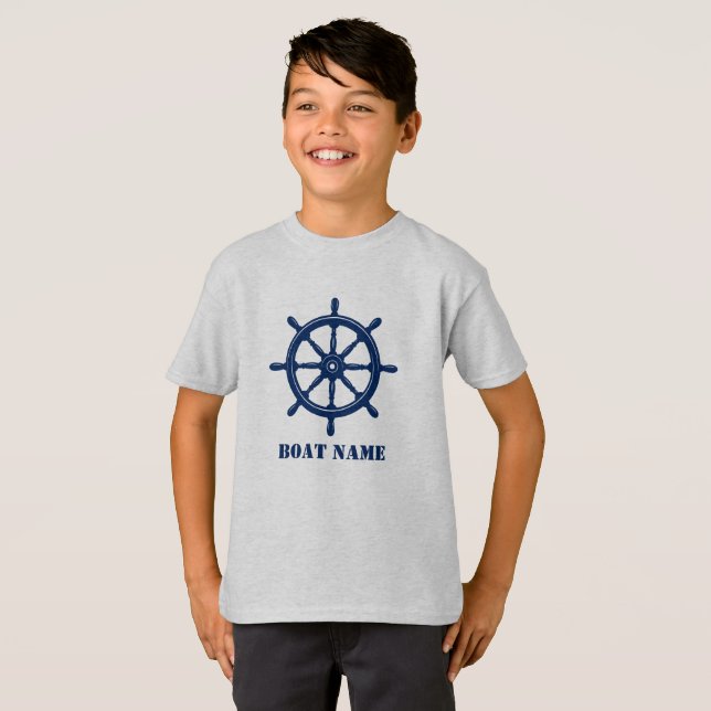 Camiseta Nombre del barco o nombre de la nave Helm Wheel Na (Anverso completo)