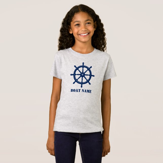 Camiseta Nombre del barco o nombre de la nave Helm Wheel Na (Anverso completo)