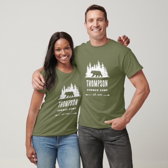 Camiseta Nombre del campamento familiar Oso caminante (Unisexo)