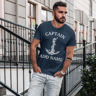 Camiseta Nombre del capitán del Ancla Náutica Vintage
