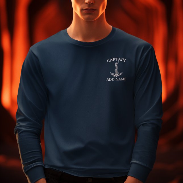 Camiseta Nombre del capitán del Ancla Náutica Vintage (Subido por el creador)