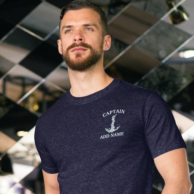 Camiseta Nombre del capitán del Ancla Náutica Vintage (Subido por el creador)