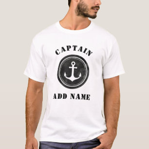 Camiseta Nombre del capitán del Anclaje Blanco y Negro Pers