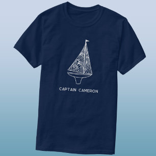 Camiseta Nombre del Capitán del Barco de Vela Náutico 