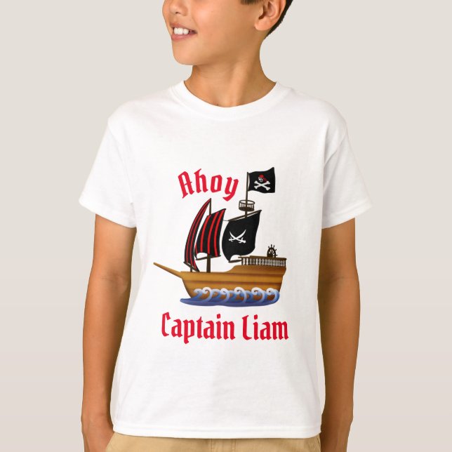 Camiseta Nombre del capitán del barco pirata Ahoy (Anverso)