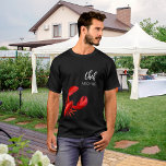 Camiseta Nombre del chef del lobo rojo<br><div class="desc">Náutica,  verano y mar. Un bogavante rojo y el texto: Chef con un guión moderno de estilo rojo a mano. Plantilla para su nombre.</div>