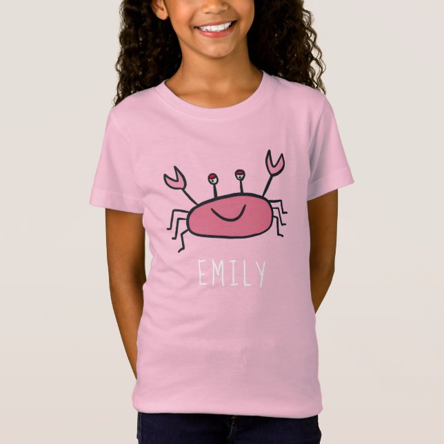 Camiseta Nombre del Chica animal del mar de cangrejo rosa (Anverso)