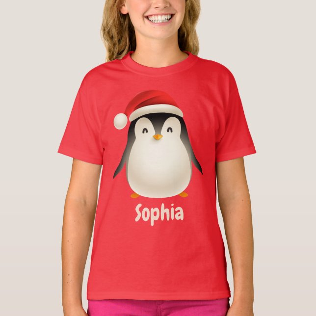 Camiseta Nombre del chica del Personalizado del pingüino fe (Anverso)