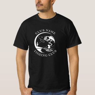 Camiseta Nombre del club de pesca Pescado Blanco negro