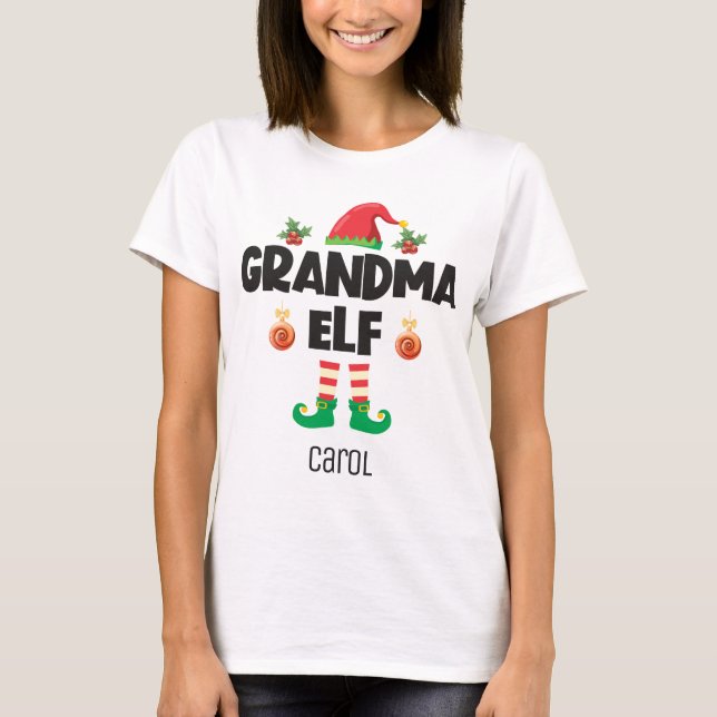 Camiseta Nombre del conjunto de navidades de la familia elf (Anverso)