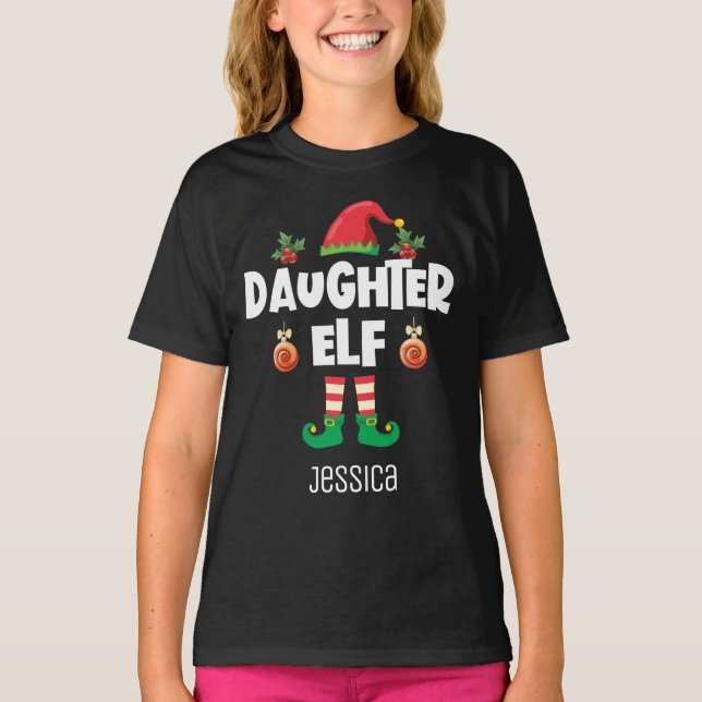 Camiseta Nombre del conjunto de navidades de la familia elf (Anverso)