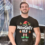 Camiseta Nombre del conjunto de navidades de la familia elf<br><div class="desc">Entra en el espíritu de las fiestas con esta graciosa camiseta de elfo Naughty que es parte de una colección de ropa de elfo familiar que contiene regalos para cualquier miembro de la familia. Perfecto para cualquier reunión familiar de Navidades, esta camiseta tiene un lindo gorra elfo y piernas divertidas,...</div>