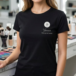 Camiseta Nombre del empleado de escritura blanca Logotipo d