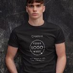 Camiseta Nombre del empleado de la empresa con logotipo com<br><div class="desc">Una sencilla plantilla de negocios en negro personalizado con un estilo minimalista moderno que se puede actualizar fácilmente con el logotipo y el texto de su empresa. Si necesitas ayuda para personalizar este producto, por favor contáctame con el botón de mensaje que aparece a continuación y estaré encantado de ayudarte....</div>