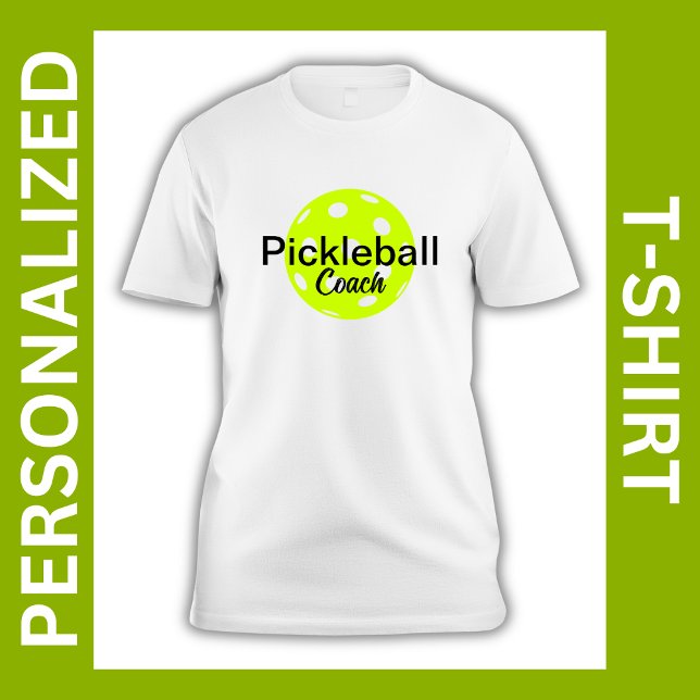 Camiseta Nombre del entrenador de bolas de volante personal (Personalized Pickleball Coach T-Shirt)