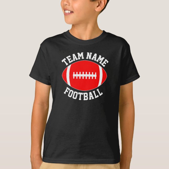 Camiseta Nombre del equipo de fútbol rojo, jugador y deport (Anverso)